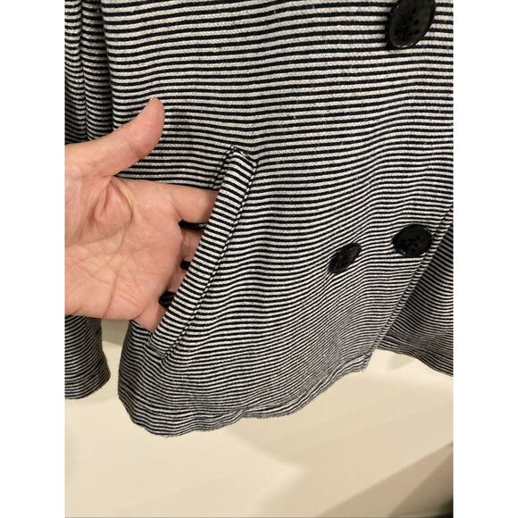 Roxy The Cuddle jacket Women’s Medium Hooded Peacoat Navy White Striped Nautical - Picture 5 of 9